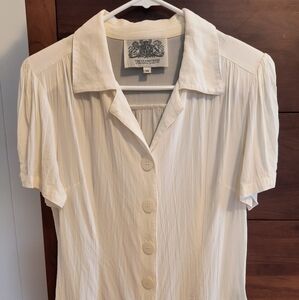 Seamstress Of Bloomsbury Cream Crepe Blouse UK Size 14